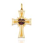 Pingente Cruz Sagrado Coração de Jesus Ouro 18k Com Rubis