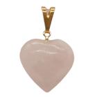 Pingente de Pedra Quartzo Rosa - Coração Pino