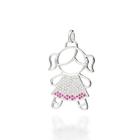 Pingente de prata 925 feminino filha menina cravejado zircônias rosa rommanel 840055