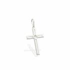 Pingente De Prata Cruz 25Mm Diamantada Vazada