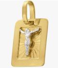 Pingente Em Ouro 18k Placa Com Cristo 2 Cores