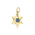 Pingente Estrela De Davi Com Zircônia Azul Ouro Amarelo 18kl