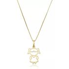 Pingente Filha Menina Com Corrente Veneziana Em Ouro 18k