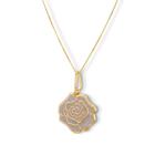 Pingente Flor Rosa com resina banhado em ouro 18k