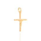 Pingente folhea do a ouro cruz com cristo rommanel 540002