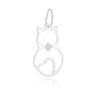 Pingente Gato Gatinho Contorno Prata 925