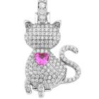 Pingente gato zircônias elienejoias banhado ródio 221781