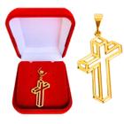 Pingente Masculino Cruz Crucifixo 3D Banhado a Ouro 18k + Caixa Veludo