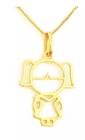 PINGENTE MENINA EM OURO 18K - BONECA (cod35y)