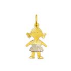 Pingente Menina Vestidinho Branco Ouro 18k K080