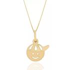 Pingente Menino Filho Carinha + Corrente Veneziana Ouro 18k