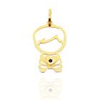 Pingente Menino Filho Ouro 18k Grande 20mm + Safira Natural