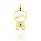 Pingente Menino Filho Ouro 18k Grande 20mm + Safira Natural