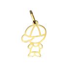 Pingente Menino Grande 2,5cm Contorno Em Ouro 18k