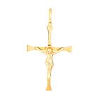 Pingente Ouro 18k Cruz Crucifixo Cristo Palito Polido PG-033
