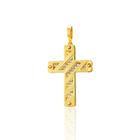 Pingente Ouro 18k Cruz Crucifixo Duplo Zircônias Internas G P680