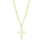 Pingente Ouro 18k Cruz Crucifixo Vazado Ponta Redonda Lisa Espelhada PG-158