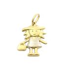 Pingente Ouro 18k Menina com Acessório