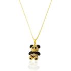 Pingente Ouro 18k Urso Ursinho Panda Com Zircônias P754