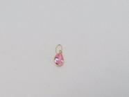 Pingente Ponto De Luz De Gota Rosa Em Ouro 18k 750