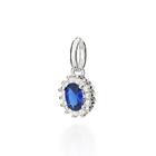 Pingente rommanel feminino prata 925 oval cravejada pedra zircônia azul escuro 840108