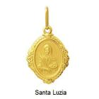 Pingente Santa Luzia Ouro 18K Oval Bordada k110