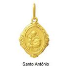 Pingente Santo Antônio Ouro 18K Oval Bordada k110