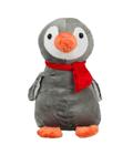 Pinguim Cinza Cachecol Vermelho 30cm - Pelúcia - Fofy Toys