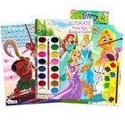 Pintura com água super set para crianças infantis -- Pacote inclui 3 livros de pintura deluxe com pincéis de tinta (com Disney Princess, Tangled e Moana)