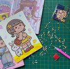 Pintura de diamantes - Diamond Painting DIY - Meninas fofas e Anime - Kawaii - 13 x17,5 cm - princesa presentes