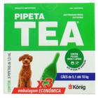 Pipeta Tea 1,3 Ml Antiparasitário Contra Pulgas Para Cães De 5,1 Até 10 Kg Kit C/ 3 Unid. - König