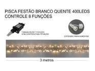 Pisca Festão 400 LEDs 3M Bivolt Luz Branco Quente de Natal - Multiart Christmas