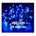 Pisca Fio Verde 200 LEDs 8f 110V 15 Metros Azul