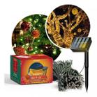 Pisca Pisca 100 Lâmpadas Led Solar Cordão Natal Prova D'água 8 Funções 10m