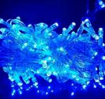 Pisca Pisca Cordão De 100 LED azul 10 Metros 127v Decoração Para Natal Luz Fio Transparente