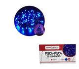 Pisca Pisca Natal Led 100 Lâmpadas Azul 8 funções 220v Fio Transparente 8,5mts - FX