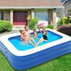 Piscina 1100 litros Inflavel Circular Infantil Adulto Para a Familia PVC Reforçado Redonda 3 Aneis