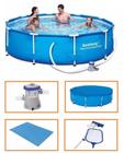 Piscina Bestway 4678 Litros Estrutural com Bomba Filtro 110v CAPA FORRO e KIT DE LIMPEZA