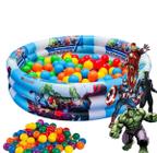 Piscina Com Bolinhas Infantil 130 Litros Rosa Azul Verde Herois Frozen Minnie Mickey Homem Aranha Criança Bebe Menina Menino - MOR