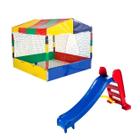 Piscina de Bolinhas 1,50m Quadrada Premium + Escorregador Playground Médio - Rotoplay Brinquedos