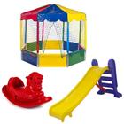 Piscina de Bolinhas 2,00m Oitavada Premium Resistente + Escorregador Médio + Gangorra Infantil - Rotoplay Brinquedos