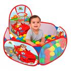 Piscina De Bolinhas 90x90 cm Infantil Dobrável Com Cesta Basquete Vermelha