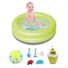 Piscina de Bolinhas Infantil Inflável 28L com Kit Praia e Balde Diversão Segura para Bebês e Crianças - KIDSBEHAPPY