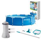 Piscina Estrutural Redonda Intex 4.485 Litros Com Bomba Filtrante e Kit Limpeza Peneira e Aspirador