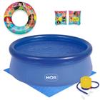 Piscina Infantil 1000 Litros Mor Inflavel + Mini Bomba Manual + Forro + Boias Princesas Disney