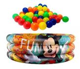 Piscina Inflável Bebê Mickey Infantil 100 Litros Redonda 50 Bolinhas - etitoys