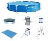 Piscina Intex 5000 litros estrutural com Bomba Filtro 220v e Capa e Forro Kit de Limpeza e ESCADA