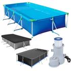 Piscina Premium Retangular Estrutural 10.000 L + Capa + Forro + Bomba 110v Mor