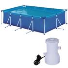 Piscina Retangular 5000 L Premium Mor + Bomba Filtrante 110 V Vazao 2200 L/H Kit