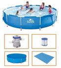 Piscina SUNFIT 5100 Litros Estrutural com Bomba Filtrante 110v CAPA e FORRO - Bestway 4678 Litros